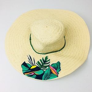 A New Day Embroidered Tropical Floppy Hat